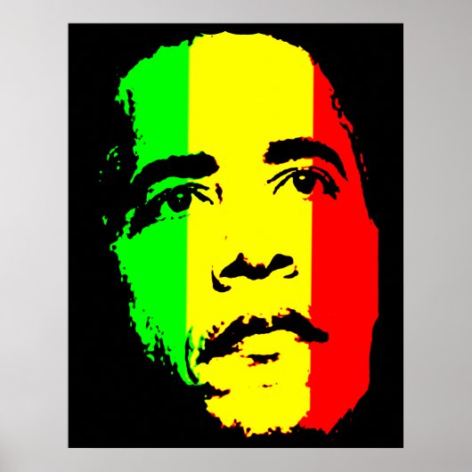 Obama Green Gold en Red Face Poster (Voorkant)