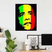 Obama Green Gold en Red Face Poster (Thuiskantoor)