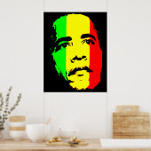Obama Green Gold en Red Face Poster (Keuken)