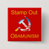 Obama Hammer en Sickle Communism Button (Voorkant)
