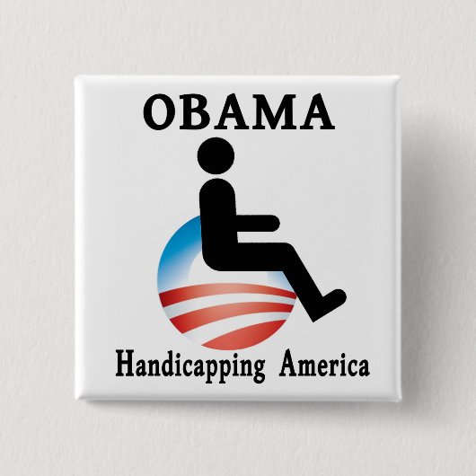 Obama Handicapping Amerika Vierkante Button 5,1 Cm (Voorkant)