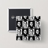 OBAMA HEEFT EEN GROOT GEZICHT VIERKANTE BUTTON 5,1 CM (Voorkant /achterkant)