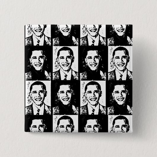 OBAMA HEEFT EEN GROOT GEZICHT VIERKANTE BUTTON 5,1 CM (Voorkant)