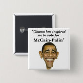 "Obama heeft geïnspireerd, ik stem voor... Vierkante Button 5,1 Cm (Voorkant /achterkant)