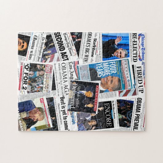 Obama herkozen als krant Collage Puzzle Legpuzzel (Horizontaal)