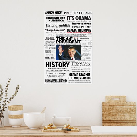 Obama: Het 44e President Headline Collage Poster (Keuken)