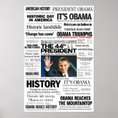 Obama: Het 44e President Headline Collage Poster (Voorkant)