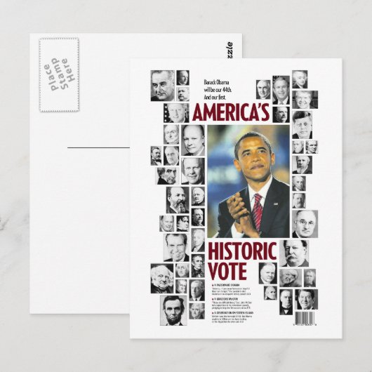 Obama: Historisch Briefkaart van Amerika (Voorkant / Achterkant)