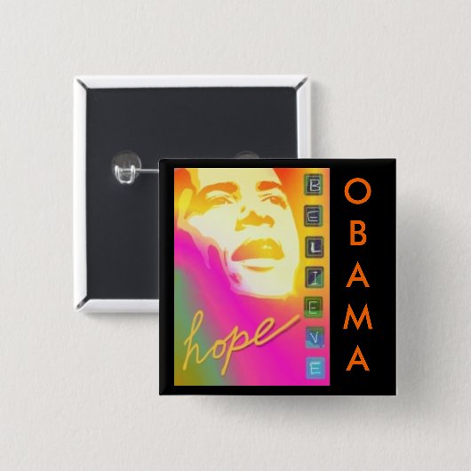 Obama hoopt Button te geloven (Voorkant /achterkant)