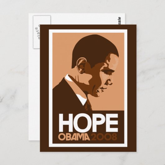 Obama - Hope Dark Brown Briefkaart (Voorkant / Achterkant)