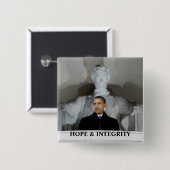 OBAMA HOPE & INTEGRITY PIN VIERKANTE BUTTON 5,1 CM (Voorkant /achterkant)