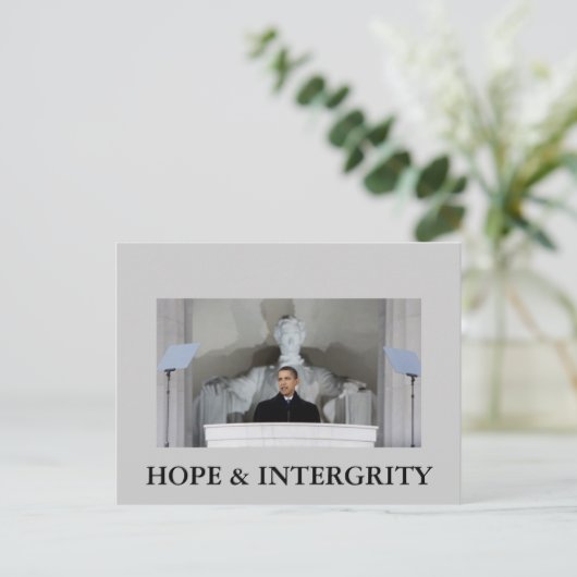OBAMA HOPE & INTERGRITY BRIEFKAART (Staand voorkant)