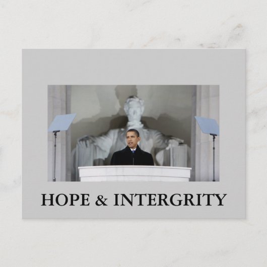 OBAMA HOPE & INTERGRITY BRIEFKAART (Voorkant)