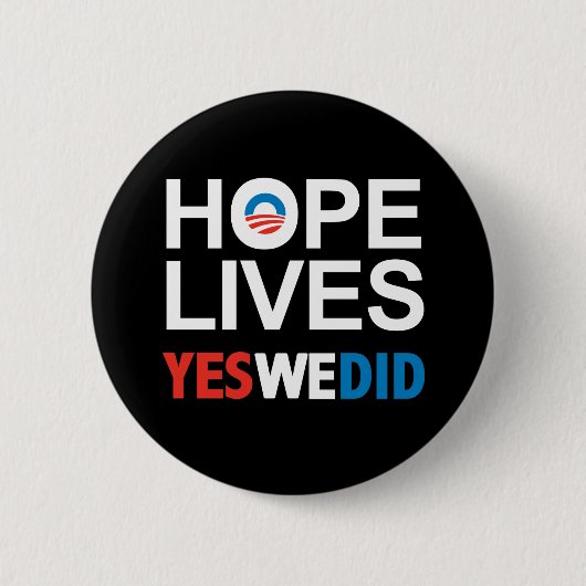 Obama - Hope Lives Ronde Button 5,7 Cm (Voorkant)