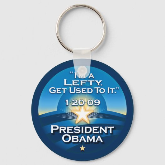 OBAMA: "Ik ben een kleine gewend." Button Sleutelh Sleutelhanger (Voorkant)