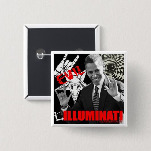 Obama - Illuminati Vierkante Button 5,1 Cm (Voorkant /achterkant)