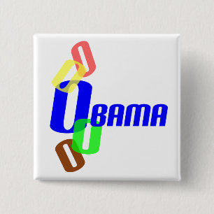 Obama in overlappende O kleuren-Button Vierkante Button 5,1 Cm
