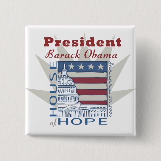 Obama Inaugural Memorabilia Vierkante Button 5,1 Cm (Voorkant)