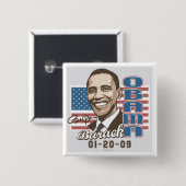 Obama Inauguration 2009 Flag Gear Vierkante Button 5,1 Cm (Voorkant /achterkant)