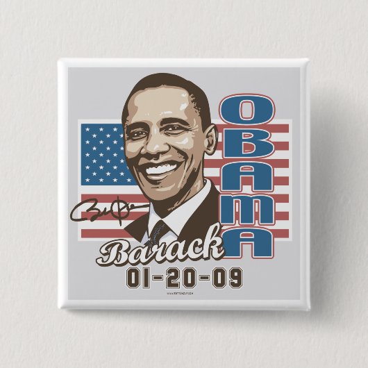 Obama Inauguration 2009 Flag Gear Vierkante Button 5,1 Cm (Voorkant)