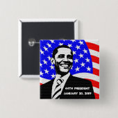 Obama Inauguration 2009 Memorabilia Vierkante Button 5,1 Cm (Voorkant /achterkant)