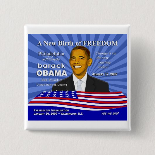 Obama Inauguration Events - Philadelphia Pin Vierkante Button 5,1 Cm (Voorkant)