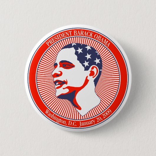 Obama Inauguration in Red White en Blue Ronde Button 5,7 Cm (Voorkant)