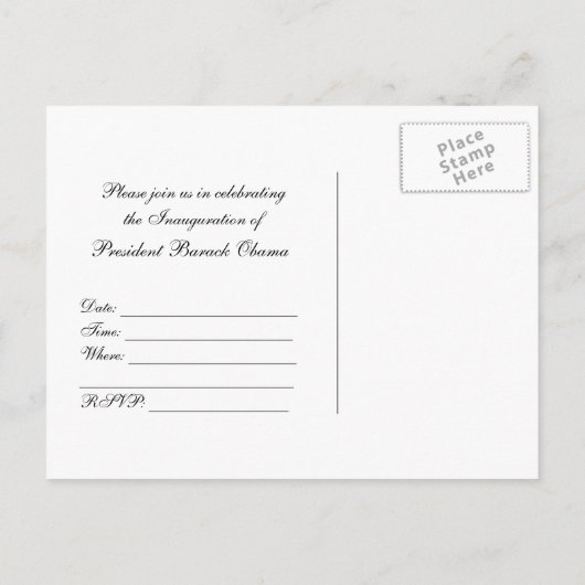 Obama Inauguration Invitation Briefkaart (Achterkant)