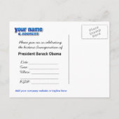 Obama Inauguration Party Invitation Briefkaart (Achterkant)