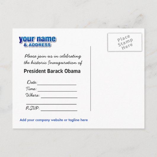 Obama Inauguration Party Invitation Briefkaart (Achterkant)