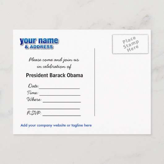 Obama Inauguration Party Invitation Briefkaart (Achterkant)