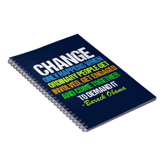 Obama Inspirerend Speech Quote Change Politiek Notitieboek (Rechterzijde)