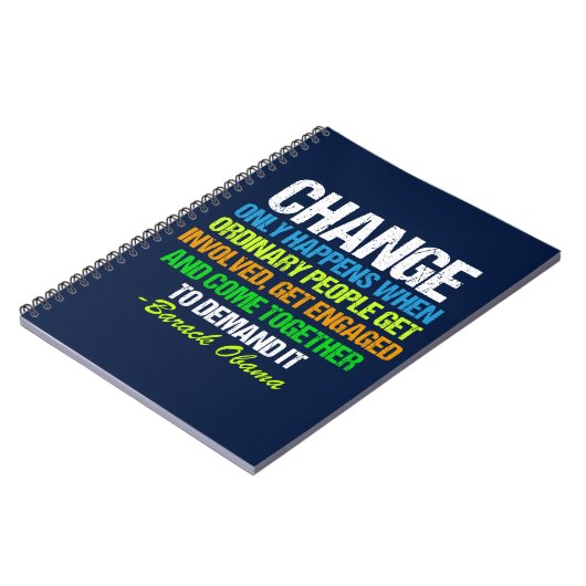 Obama Inspirerend Speech Quote Change Politiek Notitieboek (Linkerzijde)