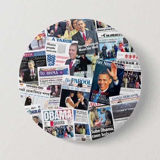 Obama International Inauguration Newspaper Button (Voorkant)
