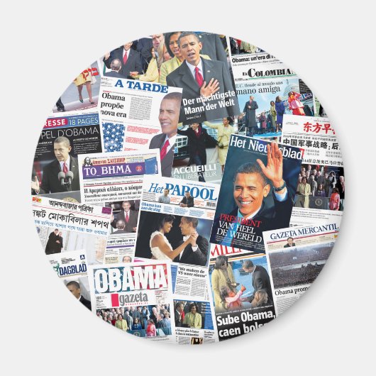 Obama Internationale Inauguratie krantenmagneet Magneet (Voorkant)