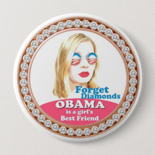 Obama is de beste vriendin van een meisje ronde button 4,0 cm