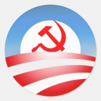 Obama is een communist ronde sticker