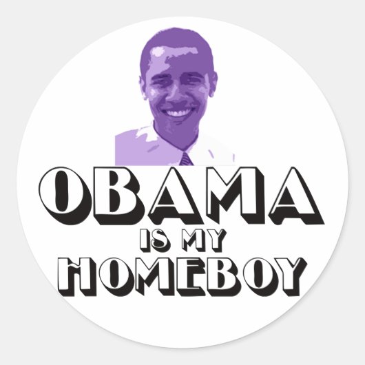 Obama is mijn Homeboy Ronde Sticker (Voorkant)