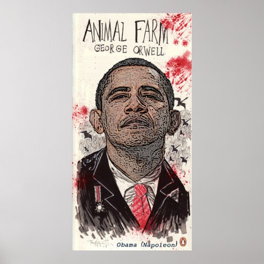 Obama is Napoleon in George Orwell's "Animal Boerd Poster (Voorkant)