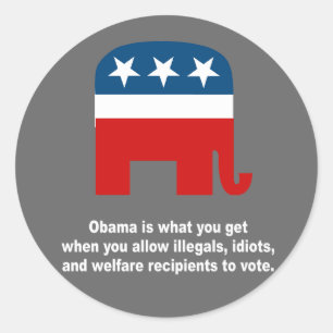 Obama is wat je krijgt als ronde sticker