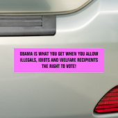 OBAMA IS WAT JE KRIJGT WANNEER JE ILLEGALS TOESTAA BUMPERSTICKER (Op auto)