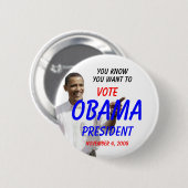 OBAMA JE WEET DAT JE WILT RONDE BUTTON 5,7 CM (Voorkant /achterkant)