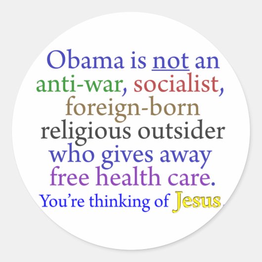 Obama & Jesus Ronde Sticker (Voorkant)