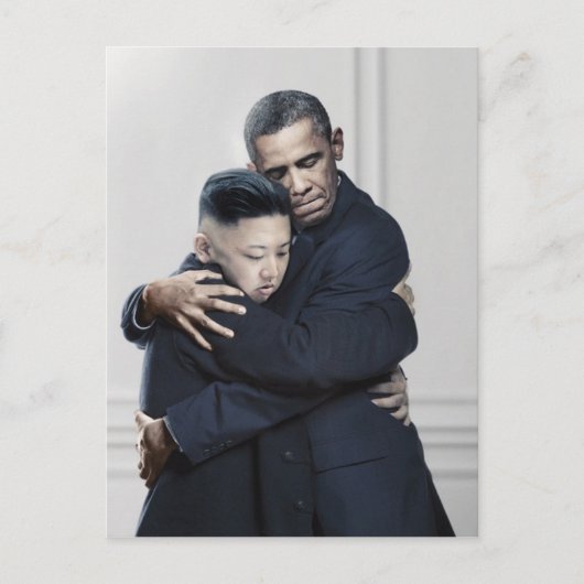 Obama Kim Jong Un Noord-Korea Love Briefkaart (Voorkant)
