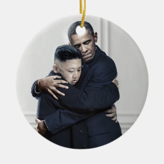 Obama Kim Jong Un Noord-Korea Love Keramisch Ornament (Voorkant)