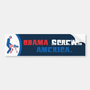 Obama laat de Amerikaanse Bumpersticker zien