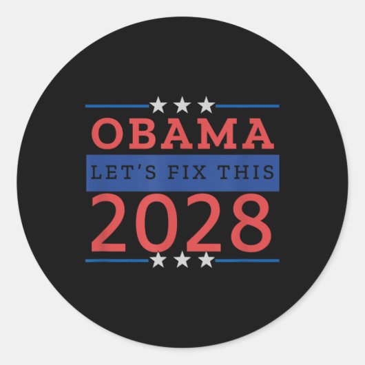 Obama laat dit 2028 oplossen ronde sticker (Voorkant)