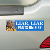 OBAMA: LEUGENAAR, LEUGENAAR, BROEK IN DE BRAND! BUMPERSTICKER (Op auto)