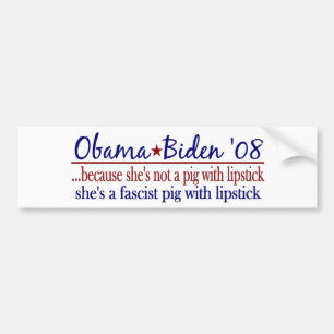 Obama Lipstick op een varken Bumpersticker