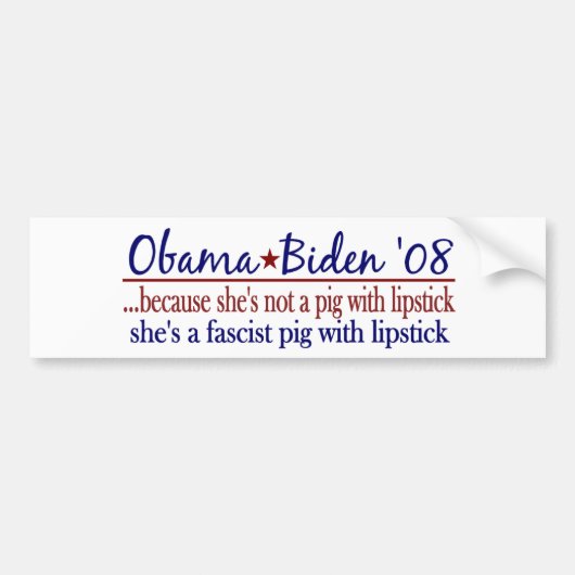 Obama Lipstick op een varken Bumpersticker (Voorkant)